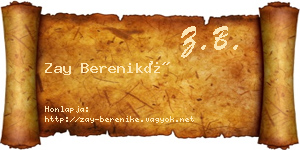 Zay Bereniké névjegykártya